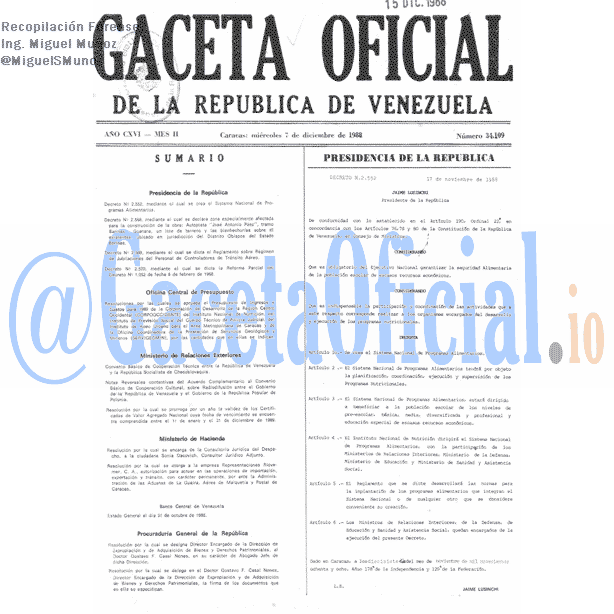 Gaceta Oficial 34109 del 7 Diciembre 1988