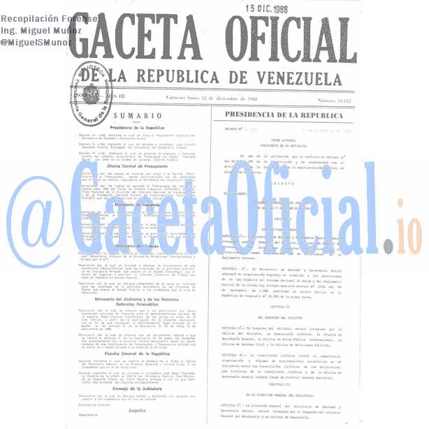 Gaceta Oficial 34112 del 12 Diciembre 1988