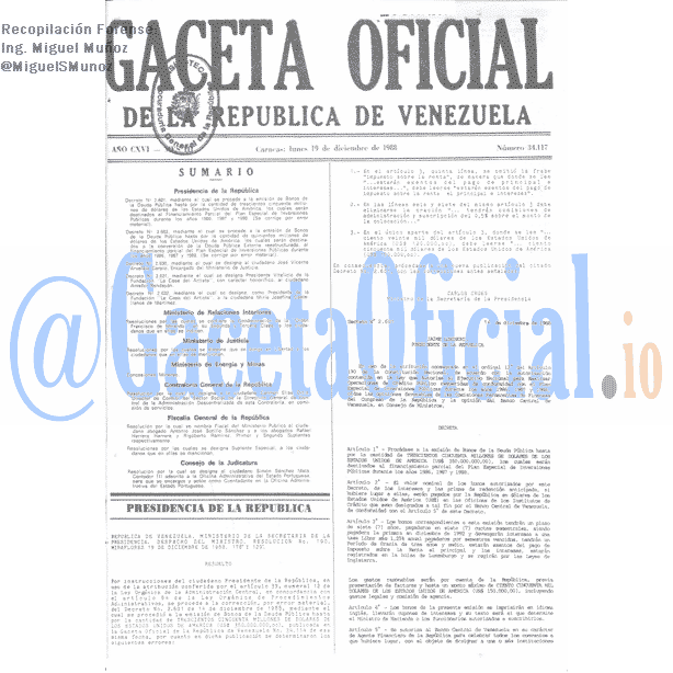 Gaceta Oficial 34117 del 19 Diciembre 1988