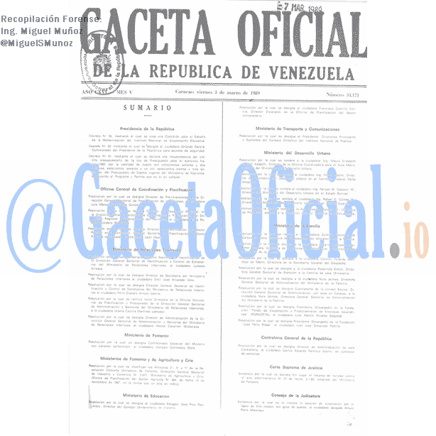Gaceta Oficial 34171 del 3 Marzo 1989