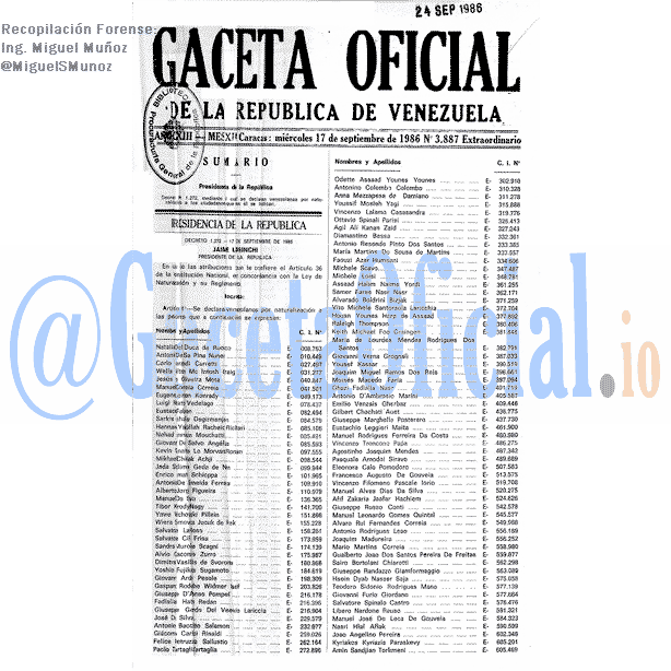 Gaceta Oficial 3887 del 17 Septiembre 1986