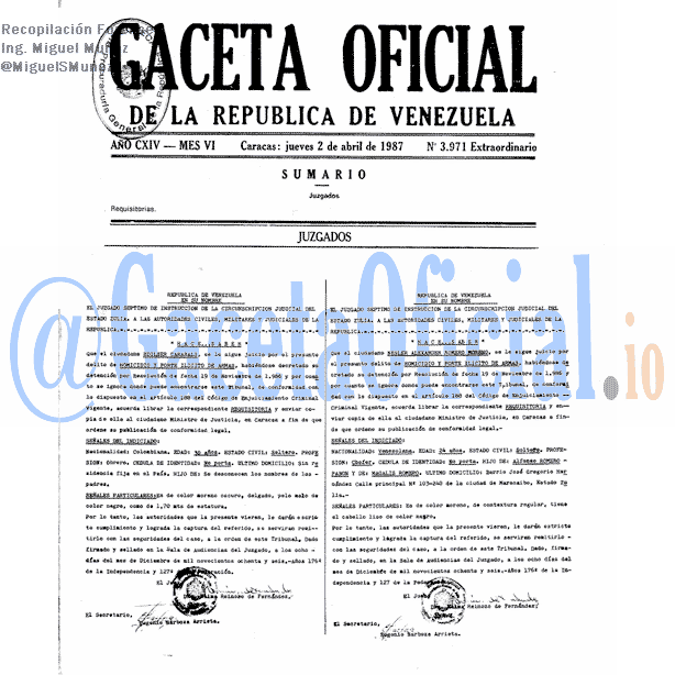 Gaceta Oficial 3971 del 2 Abril 1987