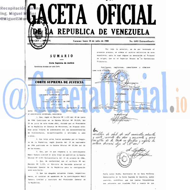Gaceta Oficial 4035 del 18 Junio 1988