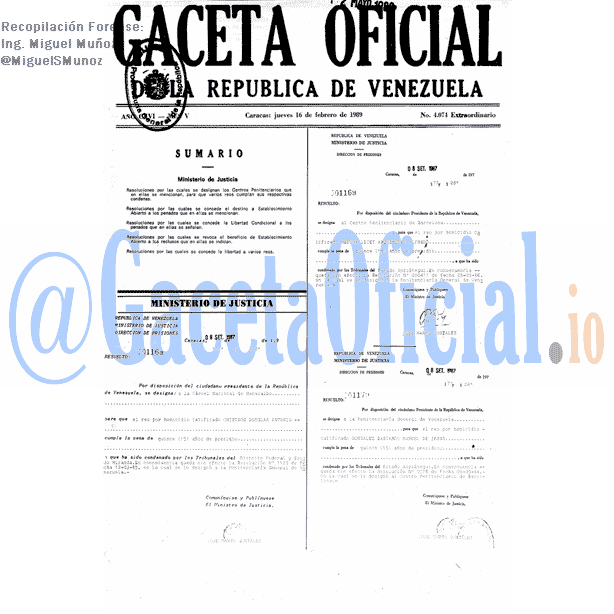Gaceta Oficial 4074 del 10 Febrero 1989