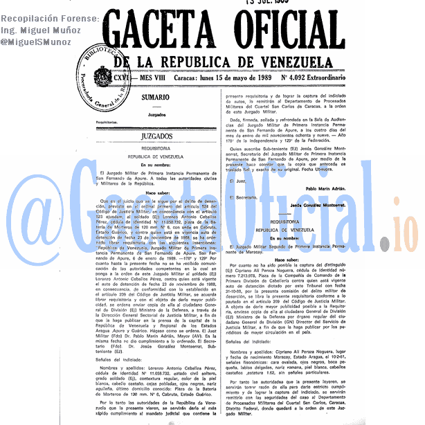 Gaceta Oficial 4092 del 15 Mayo 1989
