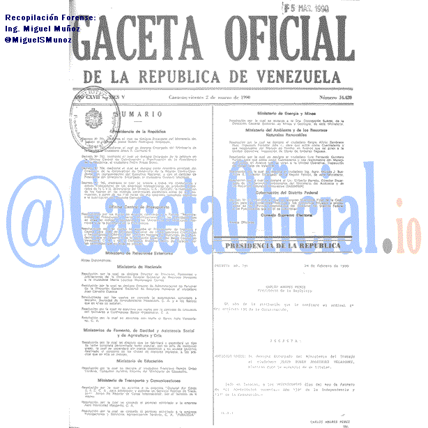 Gaceta Oficial 34420 del 2 Marzo 1990
