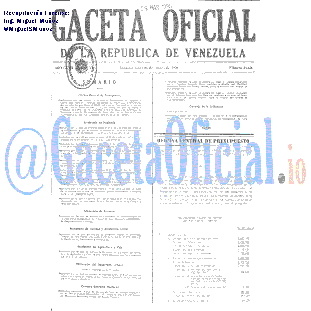 Gaceta Oficial 34436 del 26 Marzo 1990