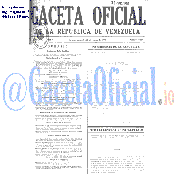 Gaceta Oficial 34438 del 28 Marzo 1990