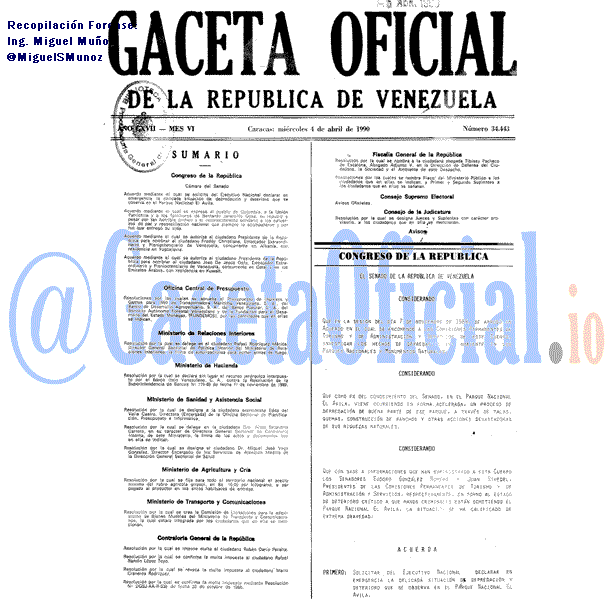 Gaceta Oficial 34443 del 4 Abril 1990