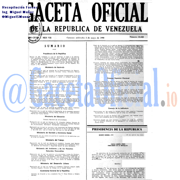 Gaceta Oficial 34458 del 2 Mayo 1990