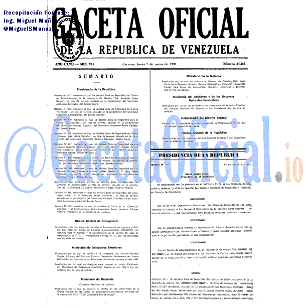 Gaceta Oficial 34461 del 7 Mayo 1990