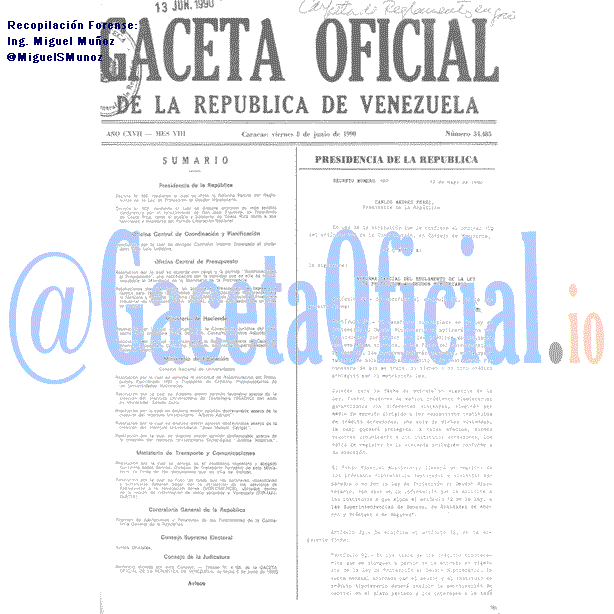 Gaceta Oficial 34485 del 8 Junio 1990