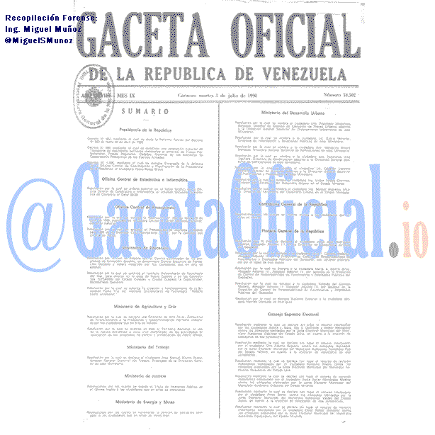 Gaceta Oficial 34502 del 3 Julio 1990