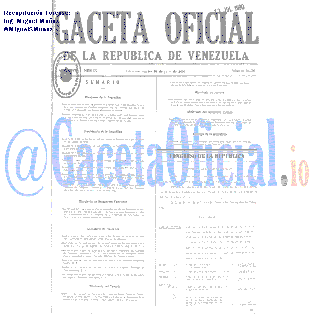 Gaceta Oficial 34506 del 10 Julio 1990