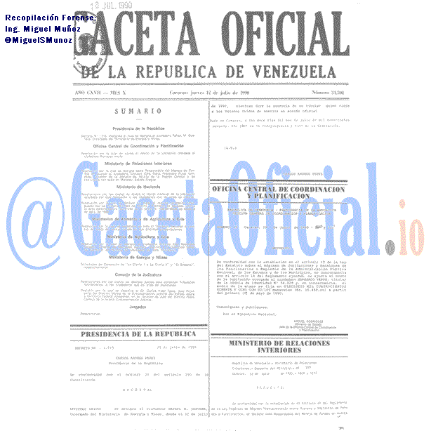 Gaceta Oficial 34508 del 12 Julio 1990