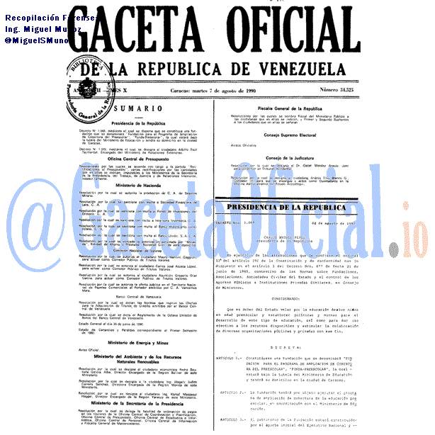 Gaceta Oficial 34525 del 7 Agosto 1990