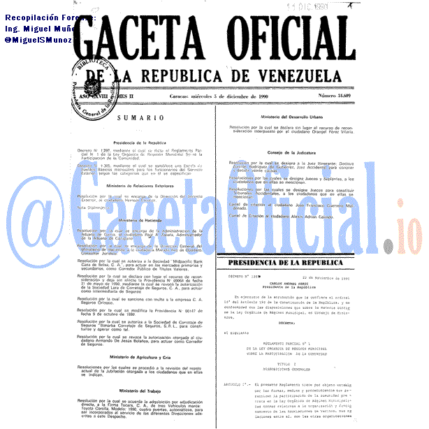 Gaceta Oficial 34609 del 5 Diciembre 1990