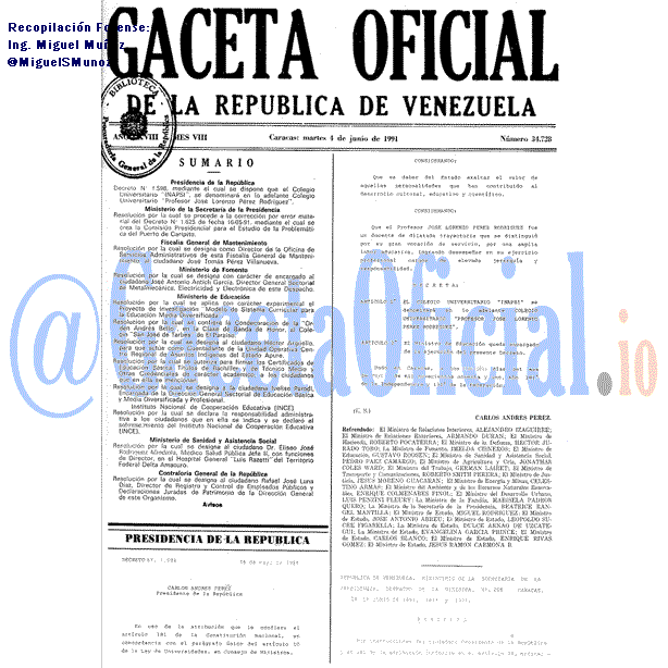 Gaceta Oficial 34728 del 4 Junio 1991