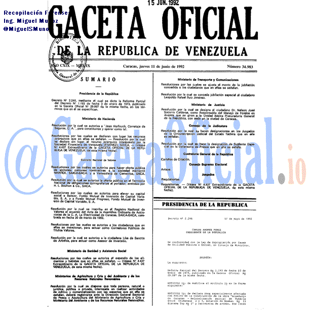 Gaceta Oficial 34983 del 11 Junio 1992