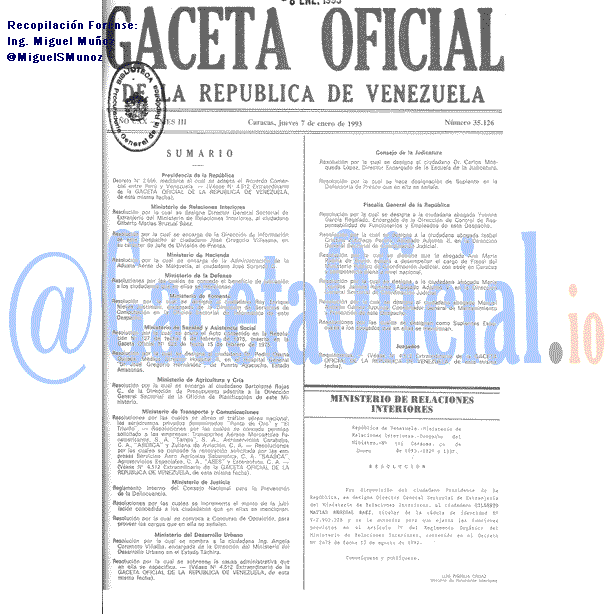 Gaceta Oficial 35126 del 7 Enero 1993