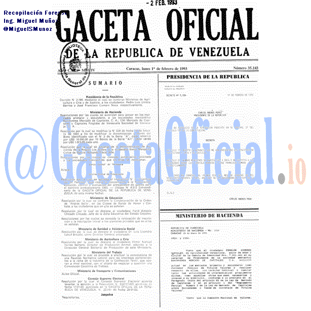 Gaceta Oficial 35143 del 1 Febrero 1993