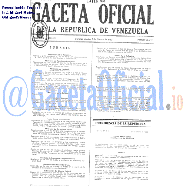 Gaceta Oficial 35144 del 2 Febrero 1993