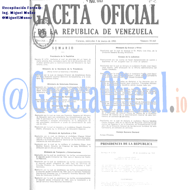 Gaceta Oficial 35163 del 3 Marzo 1993