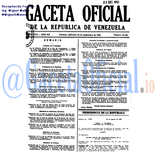 Gaceta Oficial 35302 del 22 Septiembre 1993