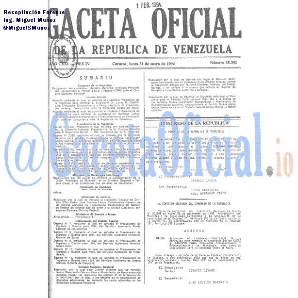Gaceta Oficial 35392 del 31 Enero 1994