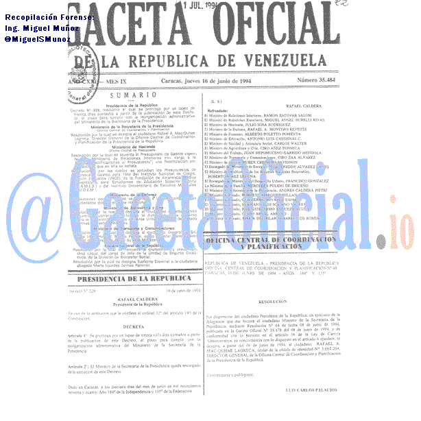 Gaceta Oficial 35484 del 16 Junio 1994