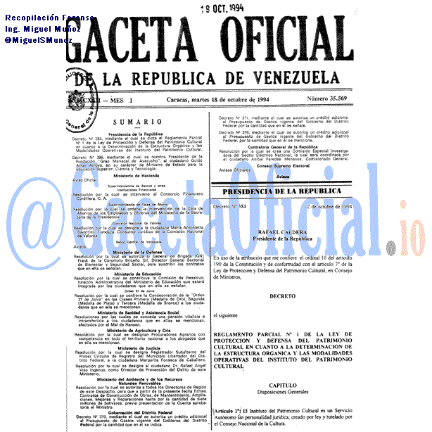 Gaceta Oficial 35569 del 18 Octubre 1994