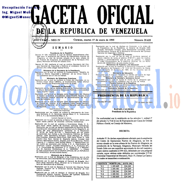 Gaceta Oficial 35633 del 17 Enero 1995