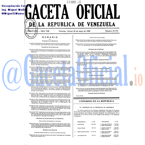 Gaceta Oficial 35719 del 26 Mayo 1995