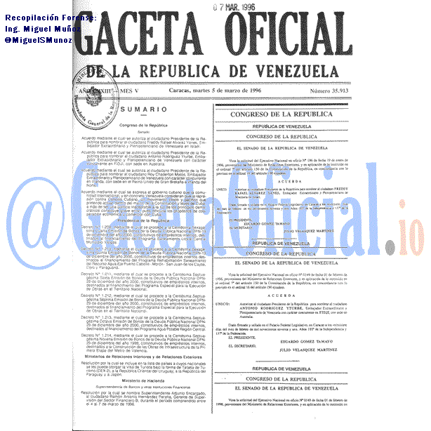 Gaceta Oficial 35913 del 5 Marzo 1996