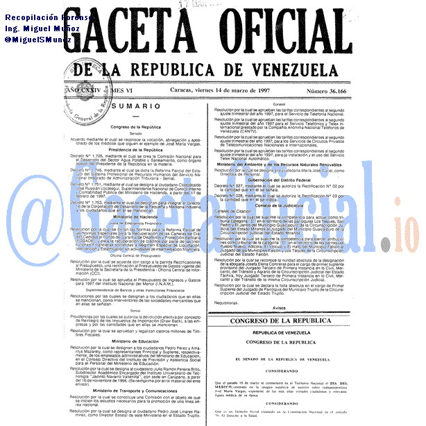 Gaceta Oficial 36166 del 14 Marzo 1997