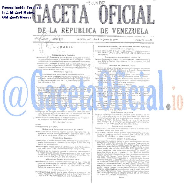 Gaceta Oficial 36220 del 4 Junio 1997
