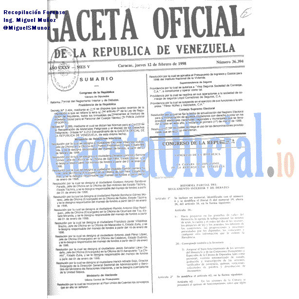 Gaceta Oficial 36394 del 12 Febrero 1998