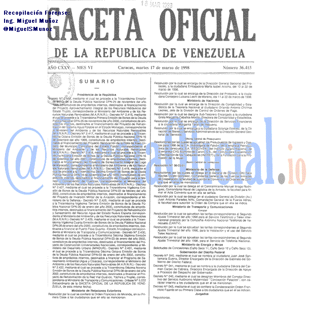 Gaceta Oficial 36415 del 17 Marzo 1998