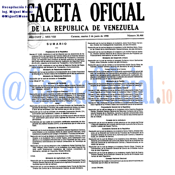 Gaceta Oficial 36466 del 2 Junio 1998