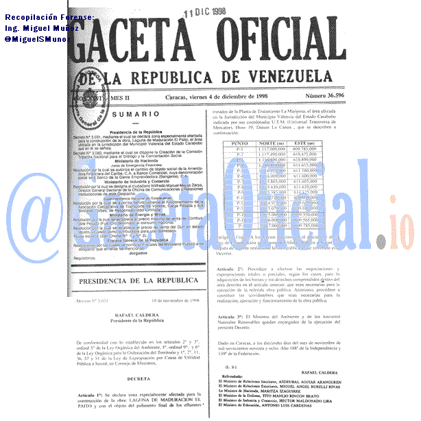 Gaceta Oficial 36596 del 4 Diciembre 1998