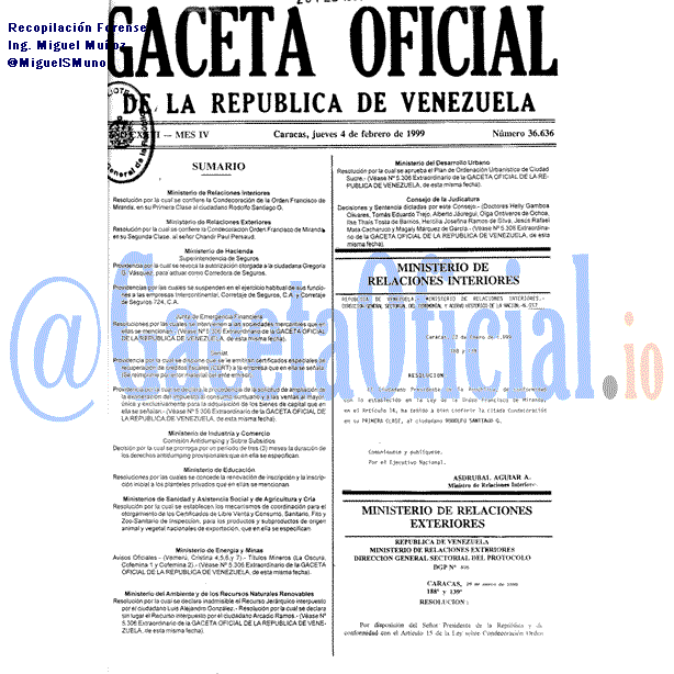 Gaceta Oficial 36636 del 4 Febrero 1999