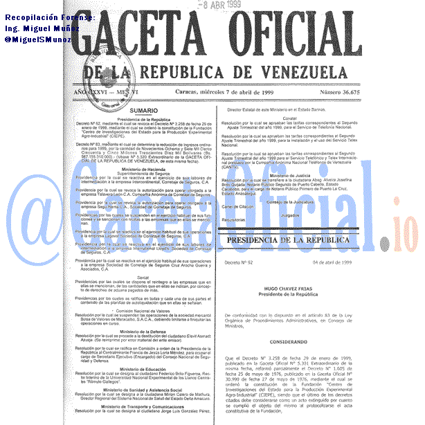 Gaceta Oficial 36675 del 7 Abril 1999