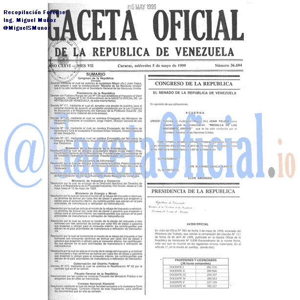 Gaceta Oficial 36694 del 5 Mayo 1999
