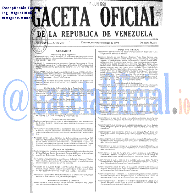 Gaceta Oficial 36718 del 8 Junio 1999