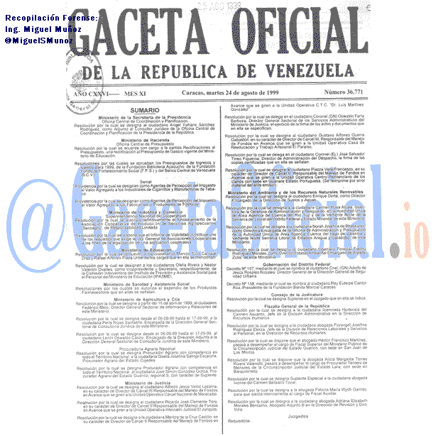 Gaceta Oficial 36771 del 24 Agosto 1999