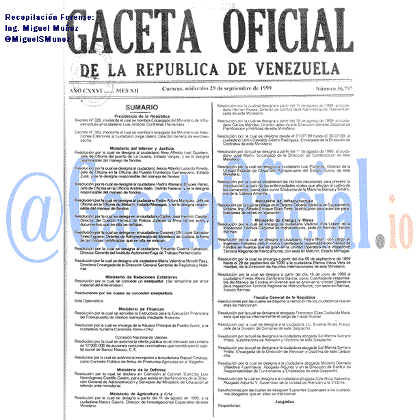 Gaceta Oficial 36797 del 29 Septiembre 1999
