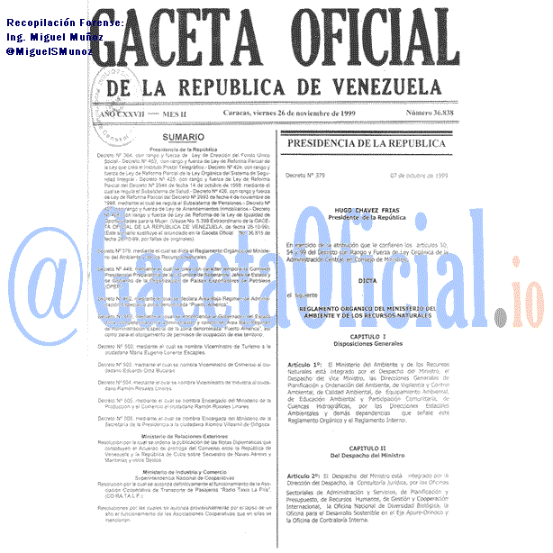 Gaceta Oficial 36838 del 26 Noviembre 1999
