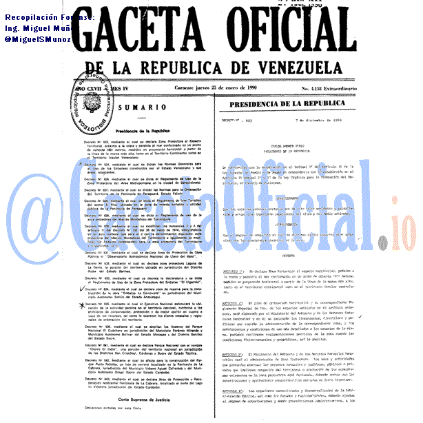 Gaceta Oficial 4158 del 25 Enero 1990