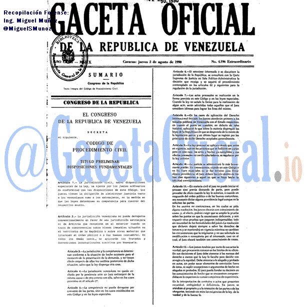 Gaceta Oficial 4196 del 2 Agosto 1990