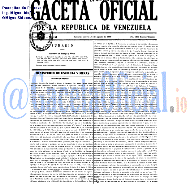 Gaceta Oficial 4199 del 16 Agosto 1990